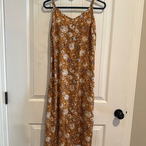 Old Navy Mustard Floral Midi Slip Dress